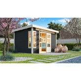 Abri de jardin en bois massif gris terre 8,88m² Kastorf 7 – Karibu Ma boutique